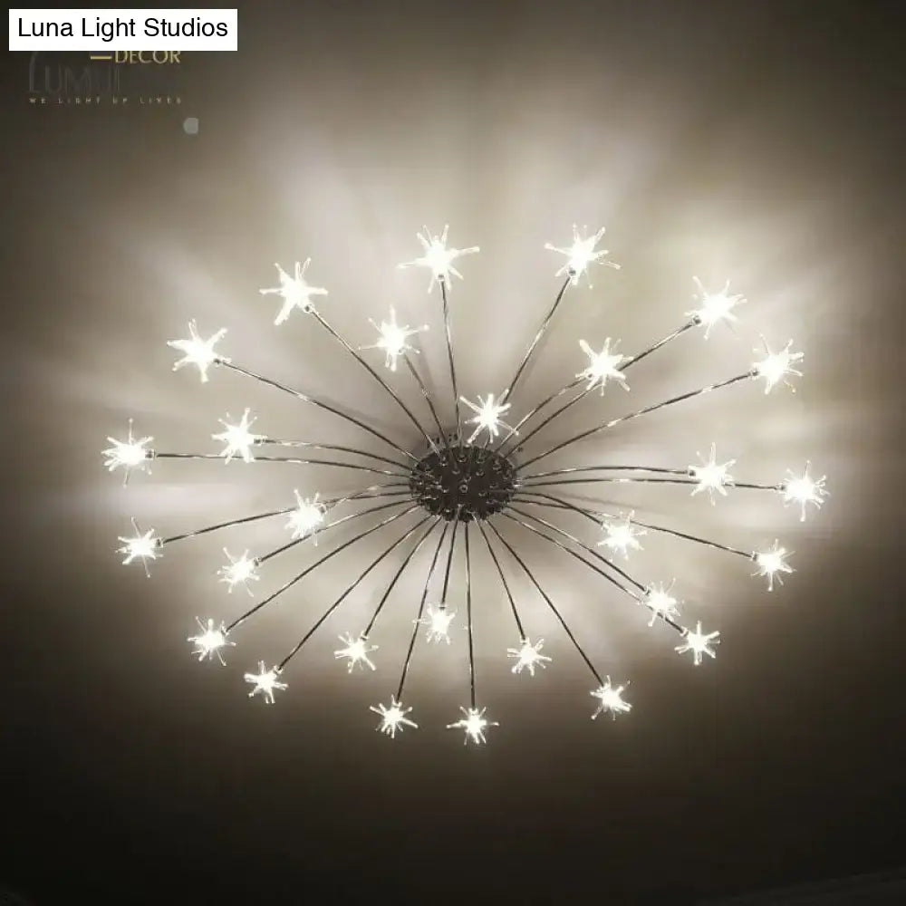 Gold Floral Crystal Nineteen-Head Chandelier with starburst arms and radiating lights on Tampa Home & Garden Store