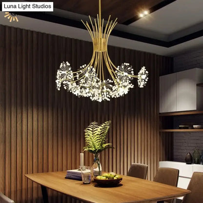 Gold Floral Crystal Nineteen-Head Chandelier Decorbites, ornate gold stems with crystals on Tampa Home & Garden Store
