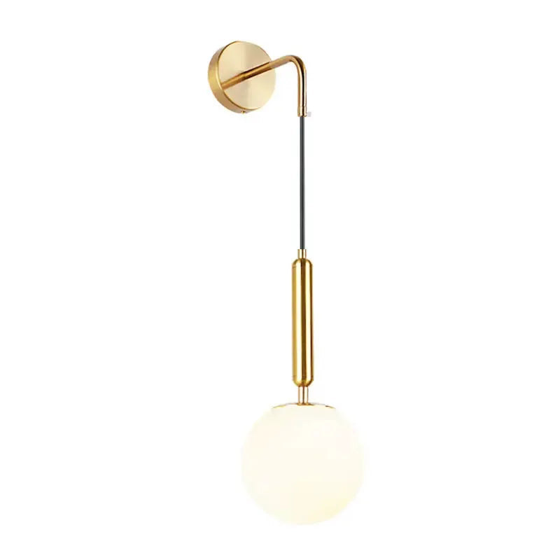 Gold Opal Glass Spherical Wall Light for Bedroom