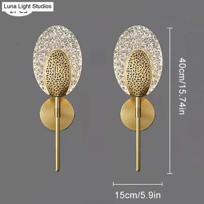 Gold Textured Wall Lamp pair in brass finish with oval clear glass accents Decorbites on Tampa Home & Garden Store