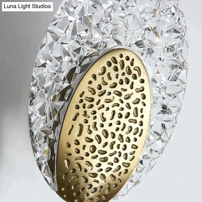 Gold Textured Wall Lamp with crystal frame and brass perforated inner plate by Decorbites on Tampa Home & Garden Store