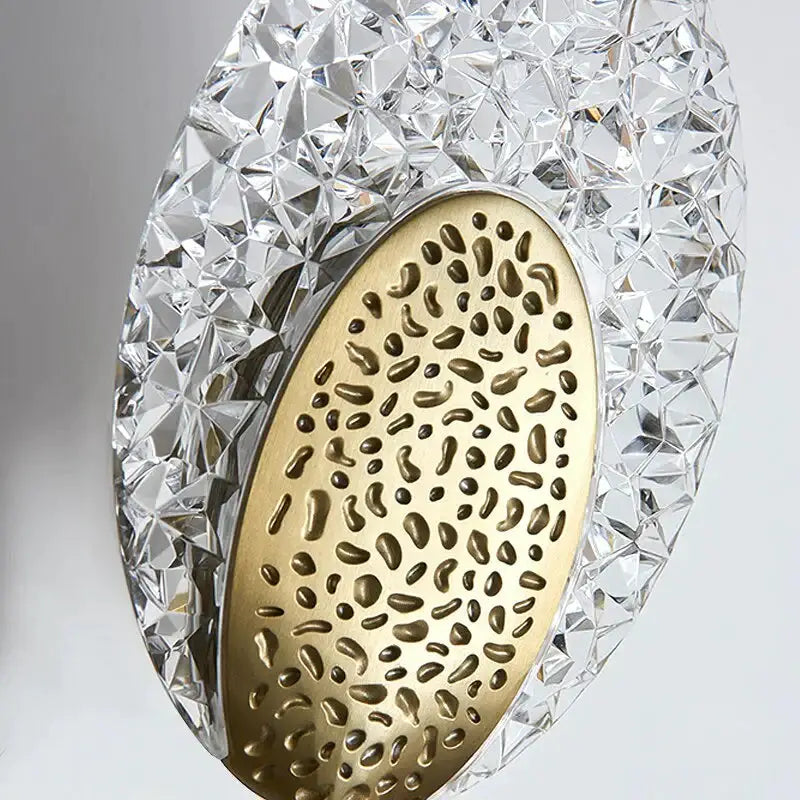 Gold Textured Wall Lamp by Decorbites with crystal outer frame and gold inner plate on Tampa Home & Garden Store