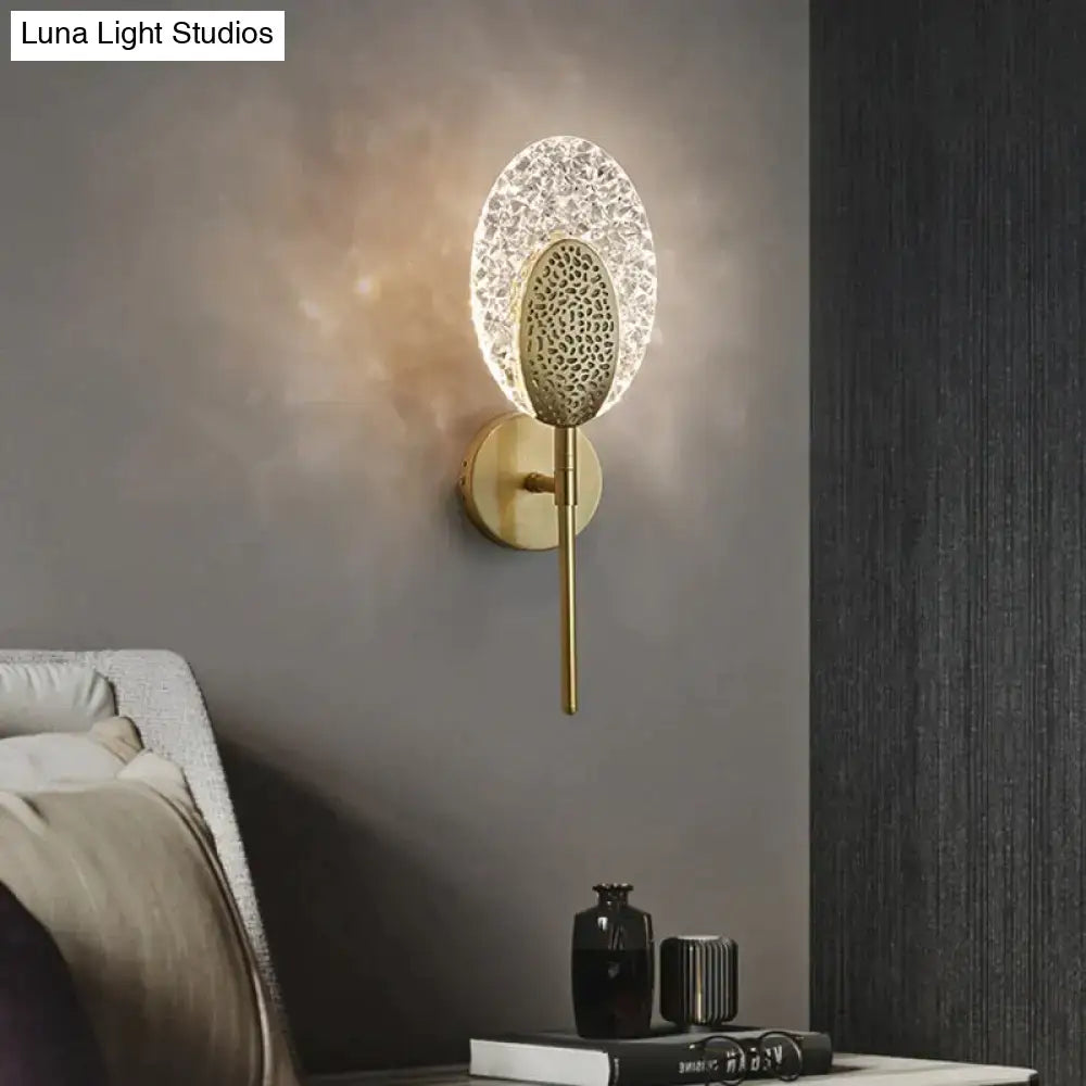 Gold Textured Wall Lamp by Decorbites with brass finish and textured oval shade wall light on Tampa Home & Garden Store