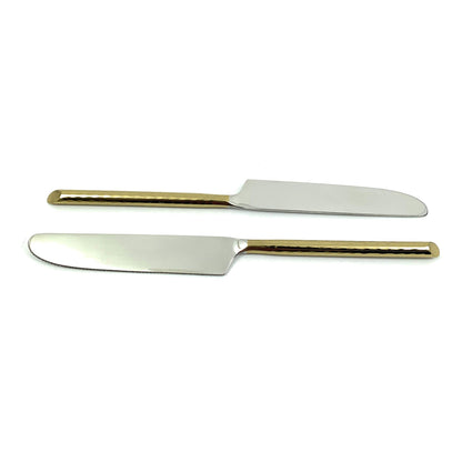 Vibhsa dinner knives, gold-tone handles with silver blades, set of 6 on Tampa Home & Garden Store
