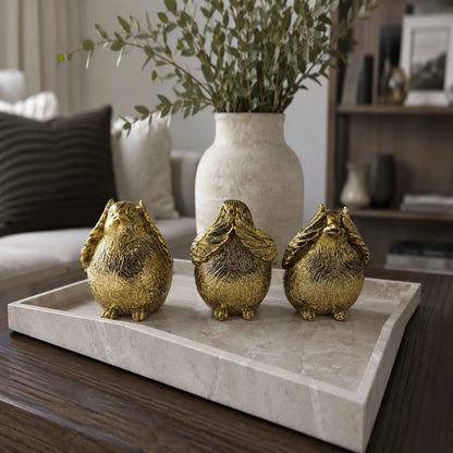 Wise Birds Gold Trio See No Evil Advice Figurines
