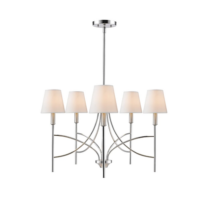 Millau Five Light Chrome and Fabric Chandelier