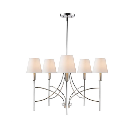 Millau Five Light Chrome and Fabric Chandelier