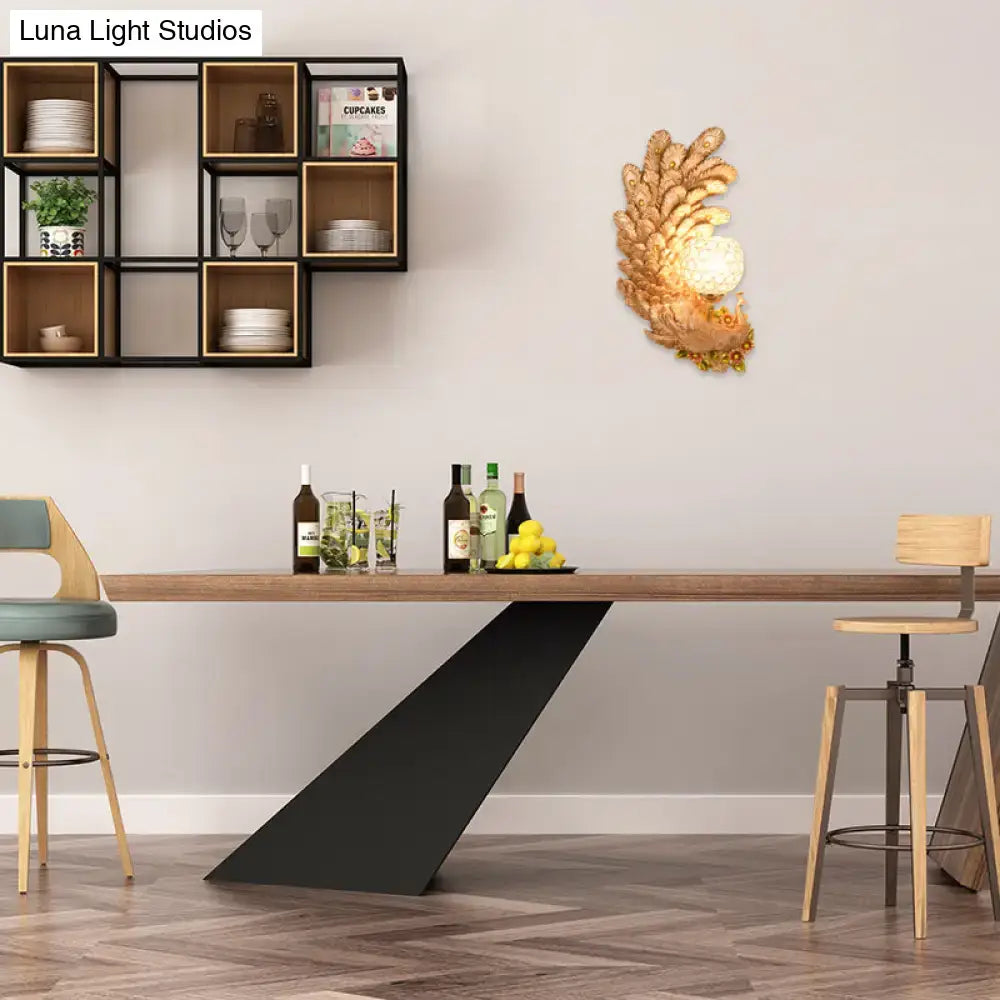 Golden peacock wall light with crystal shade for living room Decorbites on Tampa Home & Garden Store