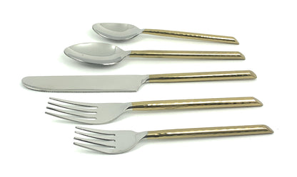 Vibhsa 30-piece flatware set with gold-tone handles and polished silver heads for dining decor on Tampa Home & Garden Store