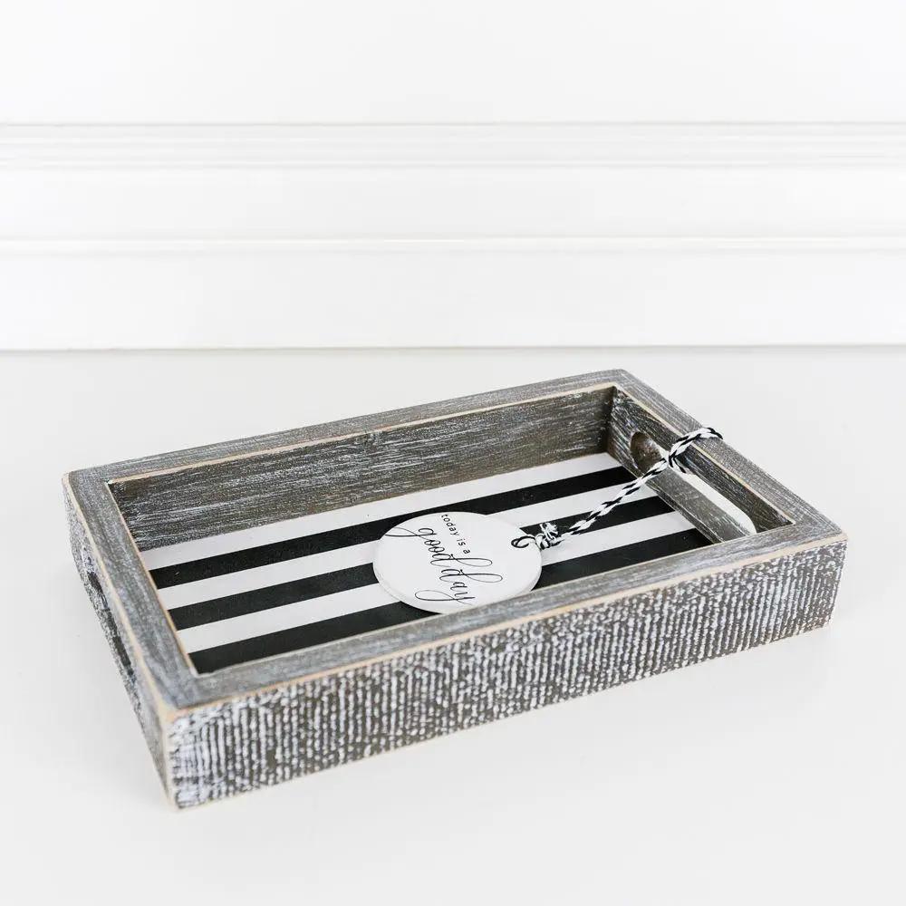 Black and White Farmhouse Wooden Tray Decor