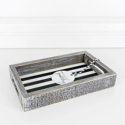 Black and White Farmhouse Wooden Tray Decor