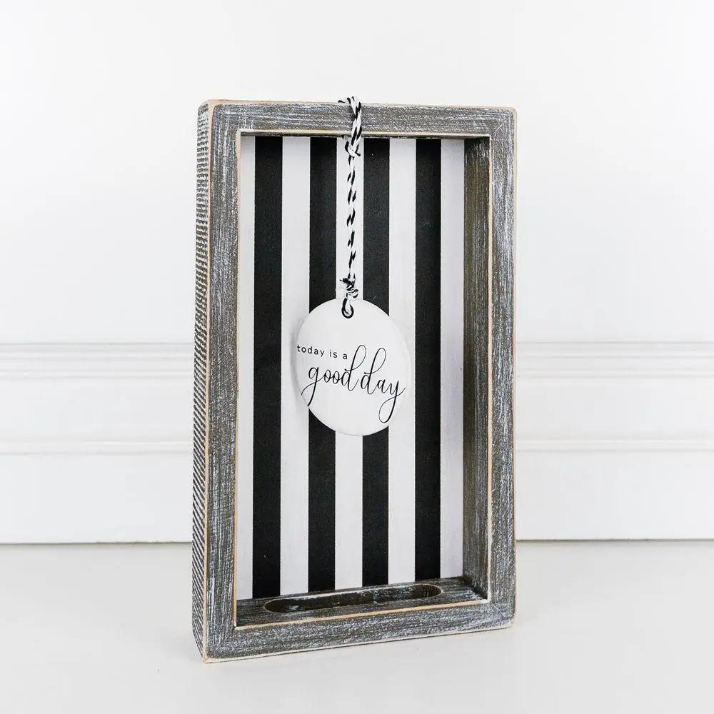 Black and White Farmhouse Wooden Tray Decor