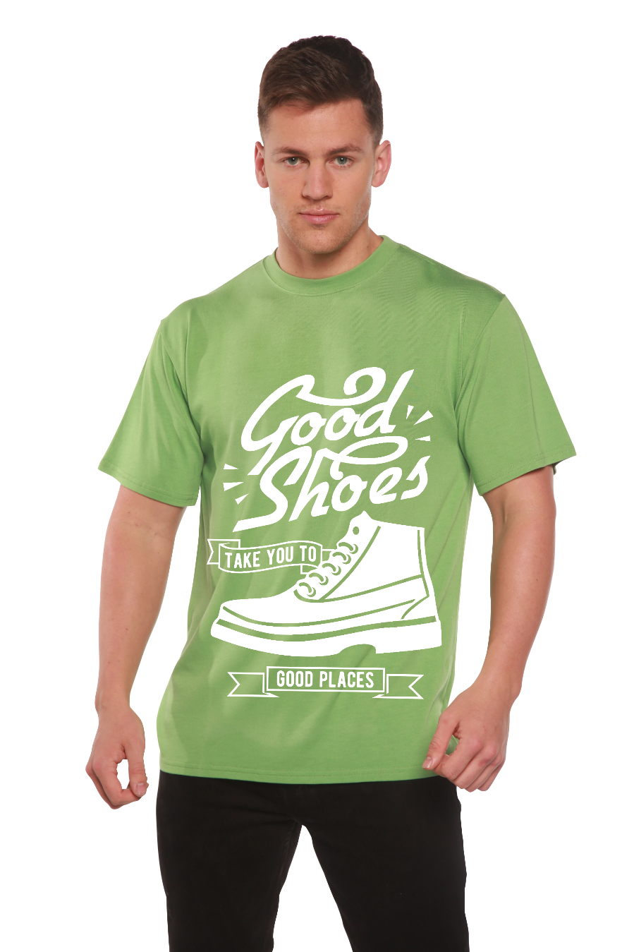 Good Shoes bamboo viscose organic cotton graphic tee lime green with white print Spun Bamboo on Tampa Home & Garden Store