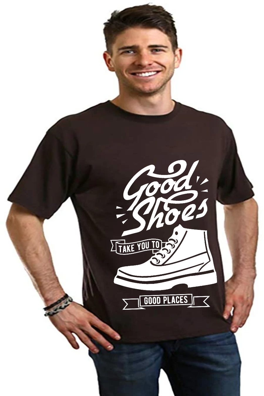 Good Shoes graphic T-shirt brown bamboo viscose/organic cotton sneaker print Spun Bamboo on Tampa Home & Garden Store
