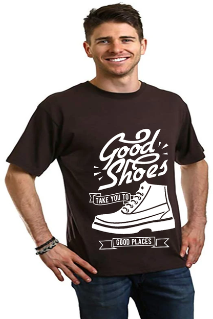 Good Shoes graphic T-shirt brown bamboo viscose/organic cotton sneaker print Spun Bamboo on Tampa Home & Garden Store