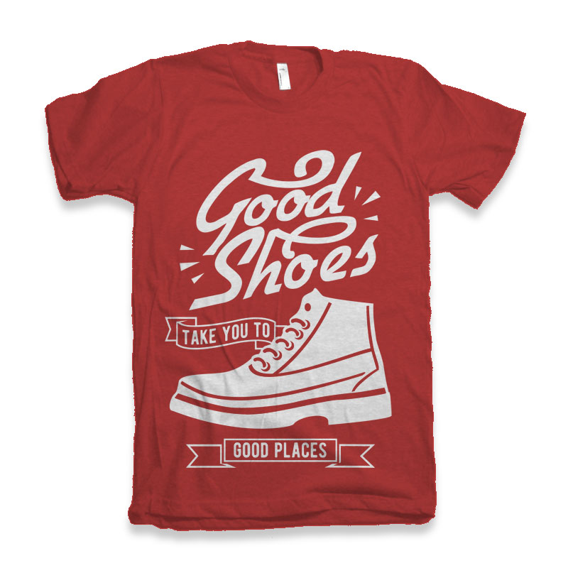 Men's red tee with white Good Shoes logo, bamboo viscose/organic cotton by Spun Bamboo on Tampa Home & Garden Store
