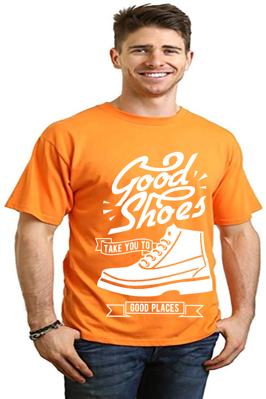 Good Shoes men's orange bamboo viscose/organic cotton tee with sneaker design Spun Bamboo on Tampa Home & Garden Store