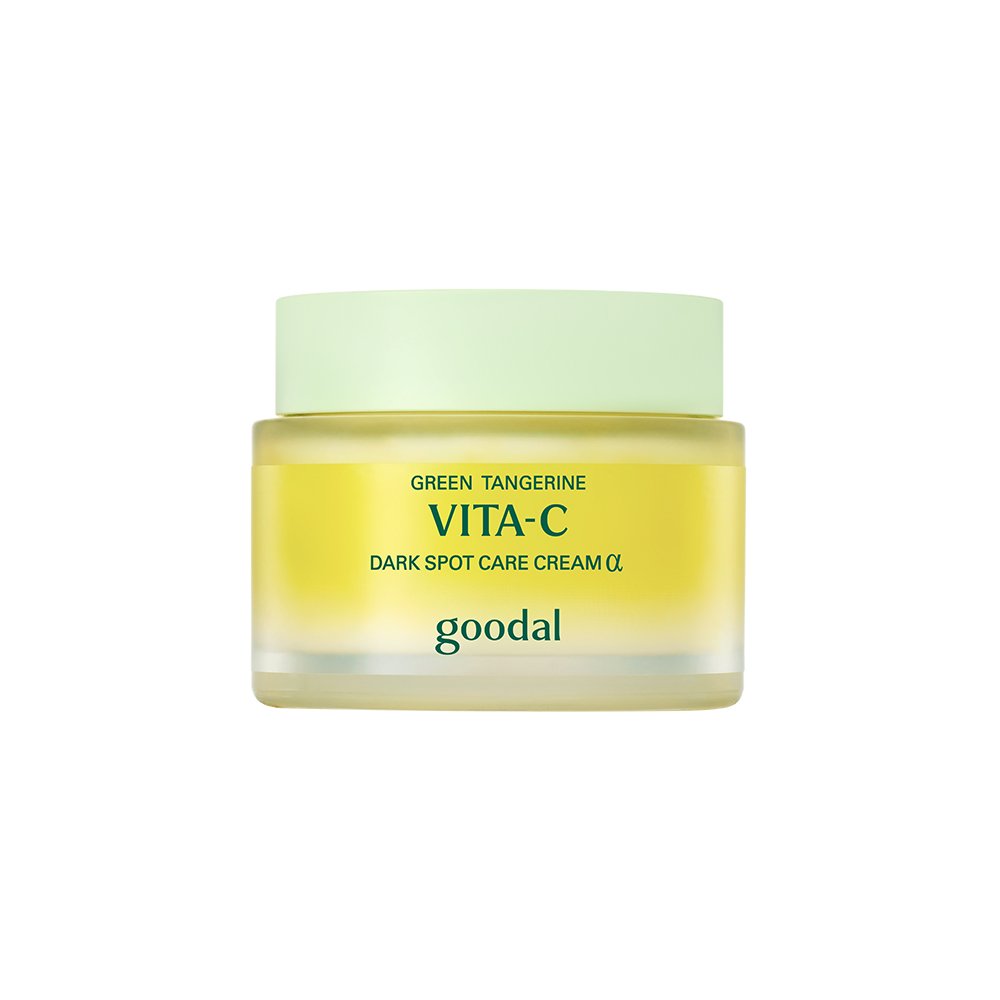 Green Tangerine VITA-C Dark Spot Care Cream α jar by goodal yellow label lid moisturizer on Tampa Home & Garden Store