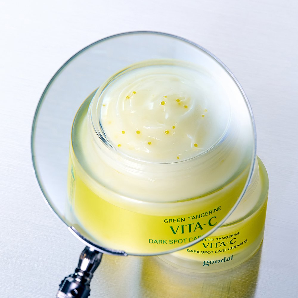 Goodal Green Tangerine Vita-C Dark Spot Cream 50ml yellow jar swirls on Tampa Home & Garden Store