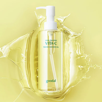 Goodal Vita-C Toning Cleansing Oil 200ml bottle with white pump, yellow oil, green logo on Tampa Home & Garden Store