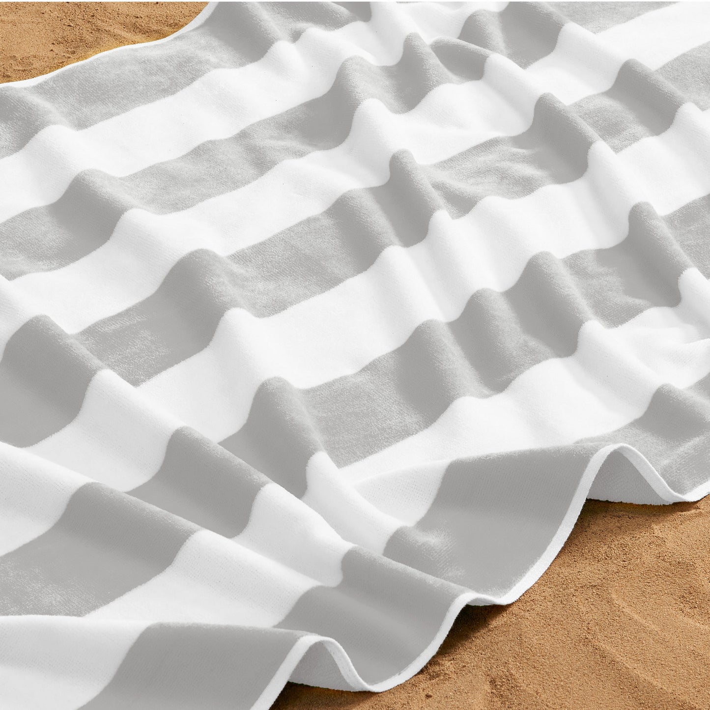 Cotton And Velour Cabana Stripe Beach Towel