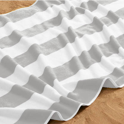 Cotton And Velour Cabana Stripe Beach Towel