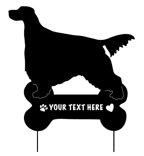 Gordon Setter garden stake wall hanging black silhouette on bone sign text Rustica Ornamentals on Tampa Home & Garden Store
