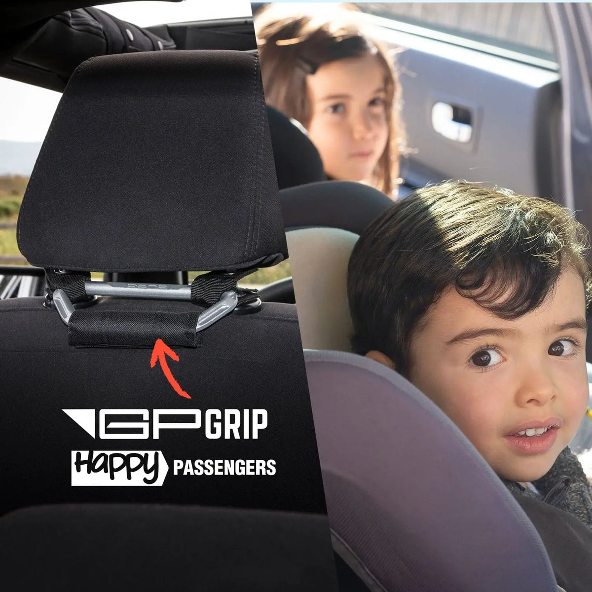 GP Back Grip PRO rear headrest handles in black with grey mounting hardware GP Grip branding on Tampa Home & Garden Store