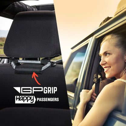 GP Back Grip PRO rear headrest handles in black fabric with gray metal brackets on Tampa Home & Garden Store