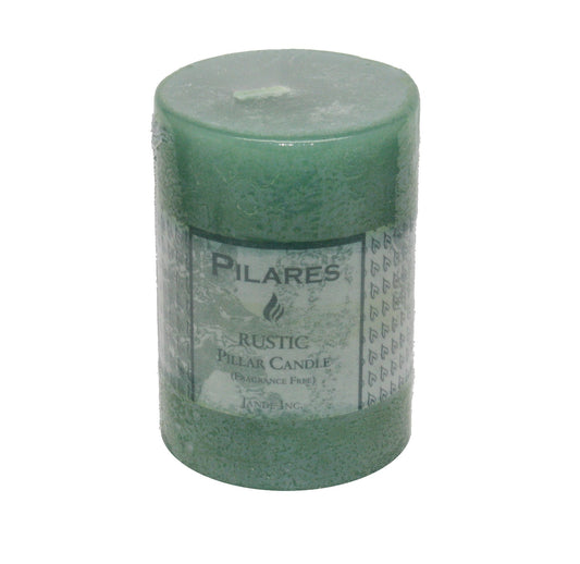 Rustic Pillar Candle - 4 Inch Green - Tampa Home & Garden Store