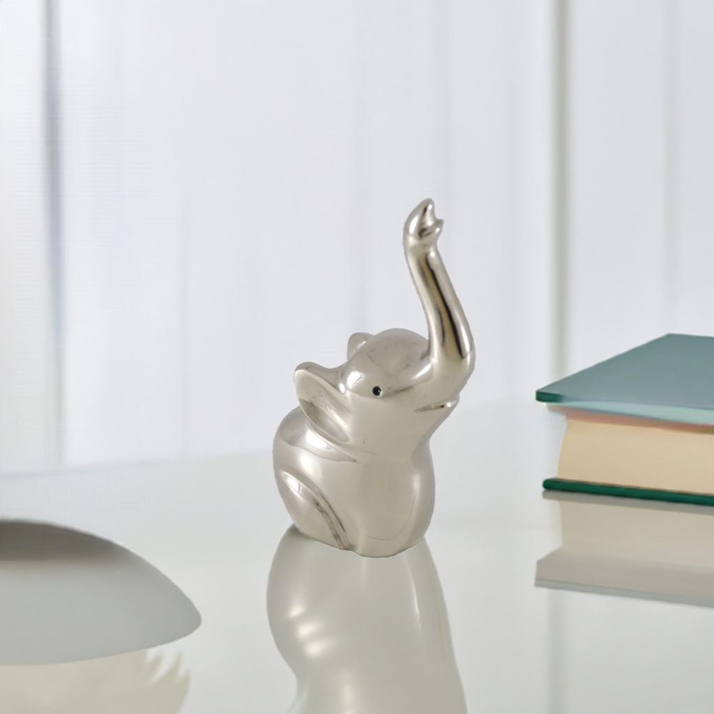 Vibhsa Elephant Ring Holder, silver finish, 4-inch jewelry organizer on Tampa Home & Garden Store