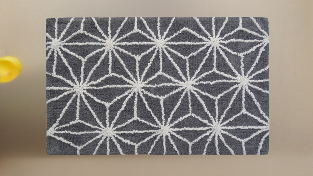 Vibhsa bath rug grey & ivory geometric lattice pattern on Tampa Home & Garden Store