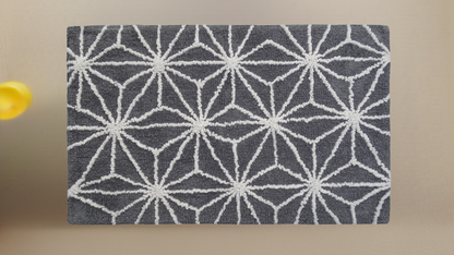 Vibhsa bath rug grey & ivory geometric lattice pattern on Tampa Home & Garden Store