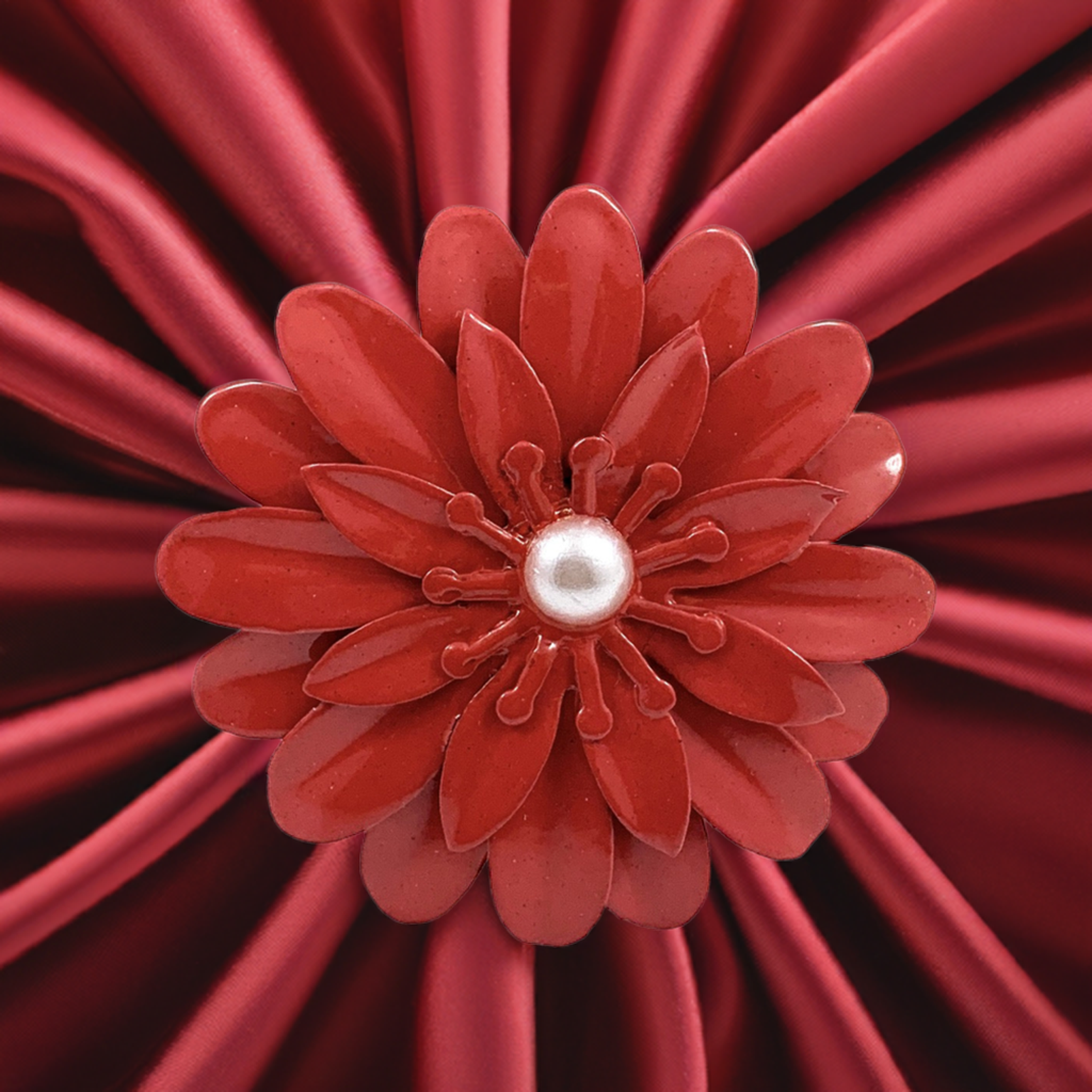 Vibhsa red floral napkin rings set of 4 with pearl accents handcrafted on Tampa Home & Garden Store