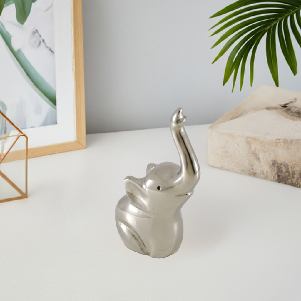 Vibhsa elephant ring holder jewelry organizer, silver finish, 4-inch statue on Tampa Home & Garden Store