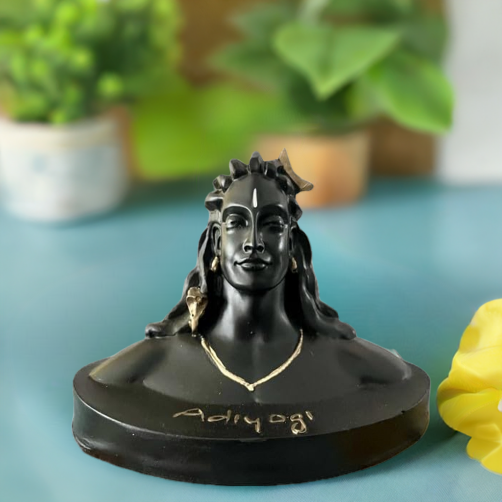 Vibhsa Adiyogi statue figurine for car dashboard, black 6-inch decor on Tampa Home & Garden Store