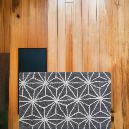Vibhsa bath rug grey and ivory geometric pattern on Tampa Home & Garden Store
