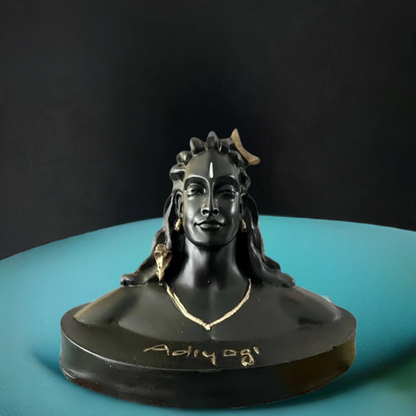 Adiyogi statue bust by Vibhsa, black with gold accents for car decor on Tampa Home & Garden Store