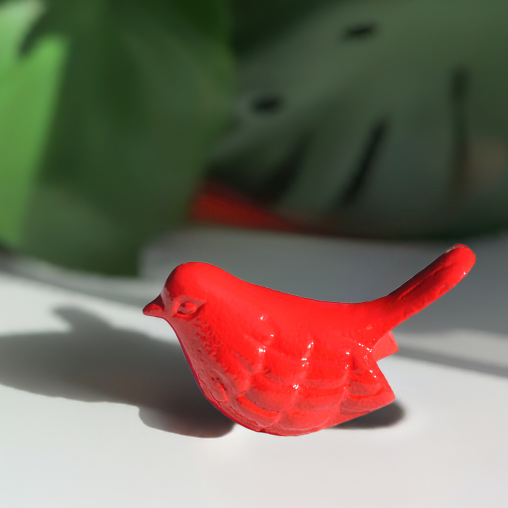 Vibhsa red bird figurine decorative ceramic sculpture symbolizing health and happiness on Tampa Home & Garden Store