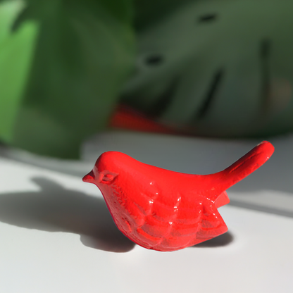 Vibhsa red bird figurine decorative ceramic sculpture symbolizing health and happiness on Tampa Home & Garden Store