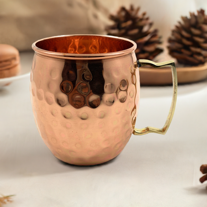 Vibhsa hammered copper Moscow Mule mugs set of 2 with brass handles on Tampa Home & Garden Store