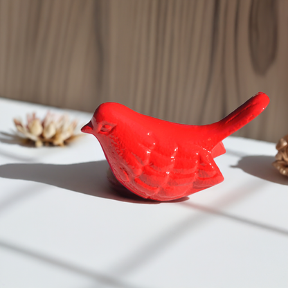 Vibhsa red bird figurine with glossy ceramic finish, decorative piece on Tampa Home & Garden Store