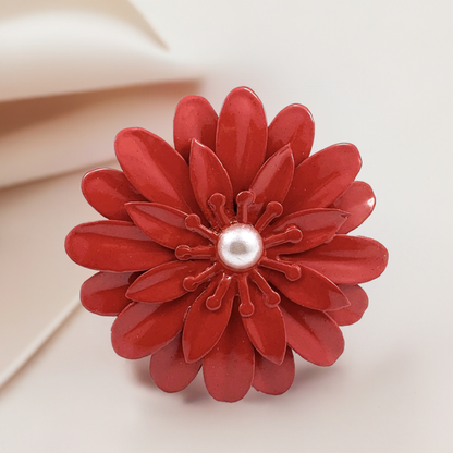 Vibhsa red floral napkin rings, pearl center accents, handcrafted set of 4 on Tampa Home & Garden Store