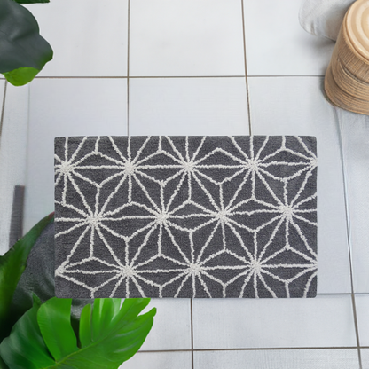 Vibhsa bath rug grey ivory geometric pattern on Tampa Home & Garden Store