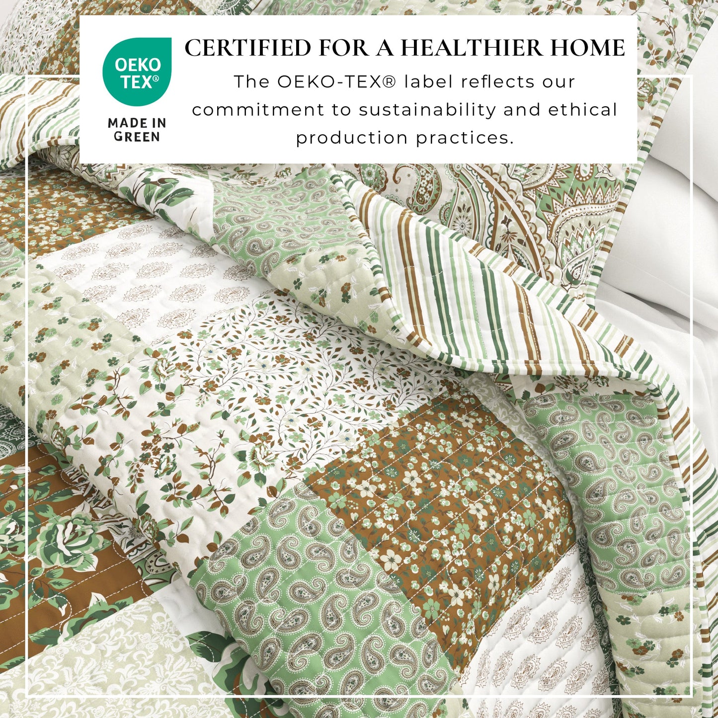 the Damia Floral Patchwork and Soft Quilt Set