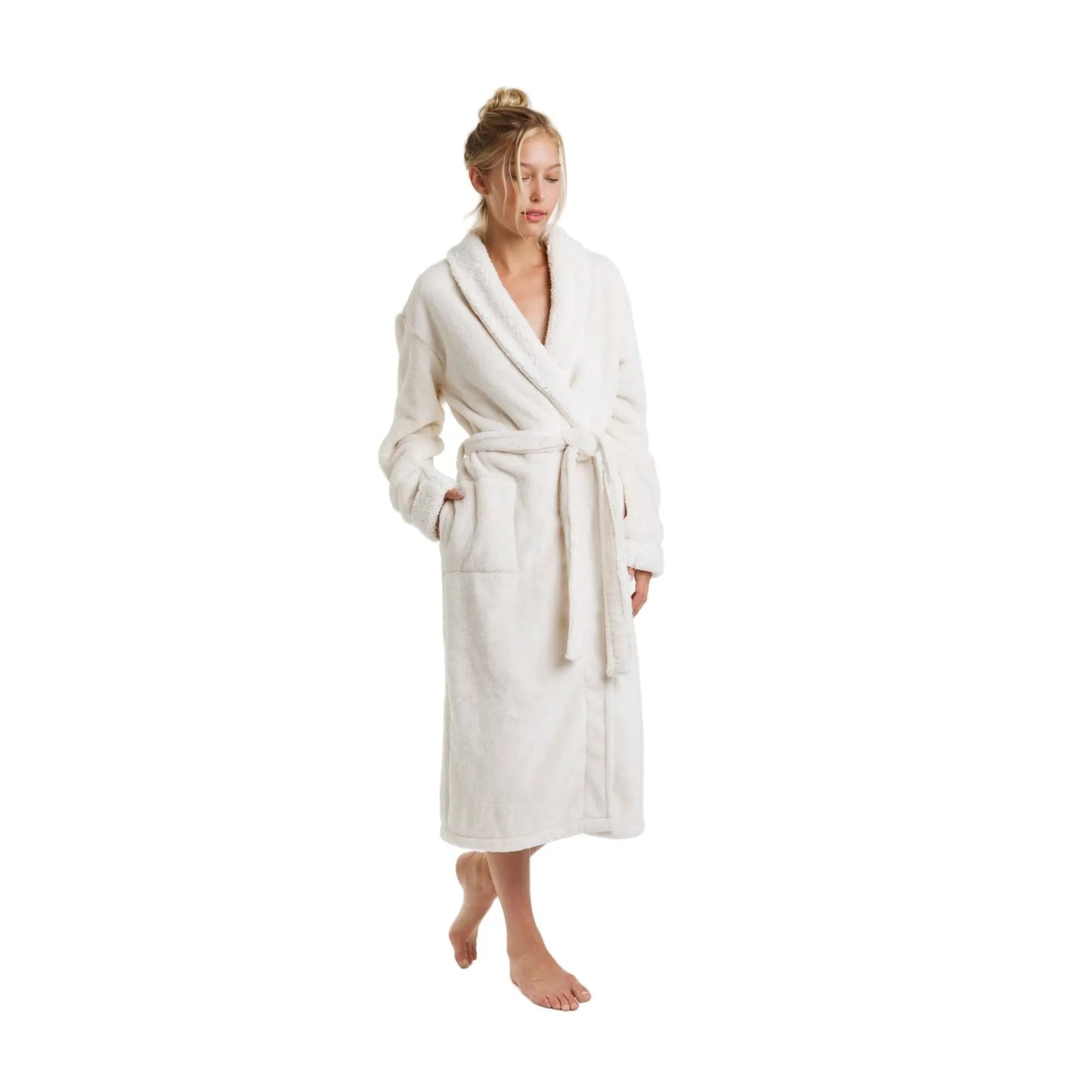 Cloud Soft Sherpa Fleece Robe Ultra Cozy Lounge