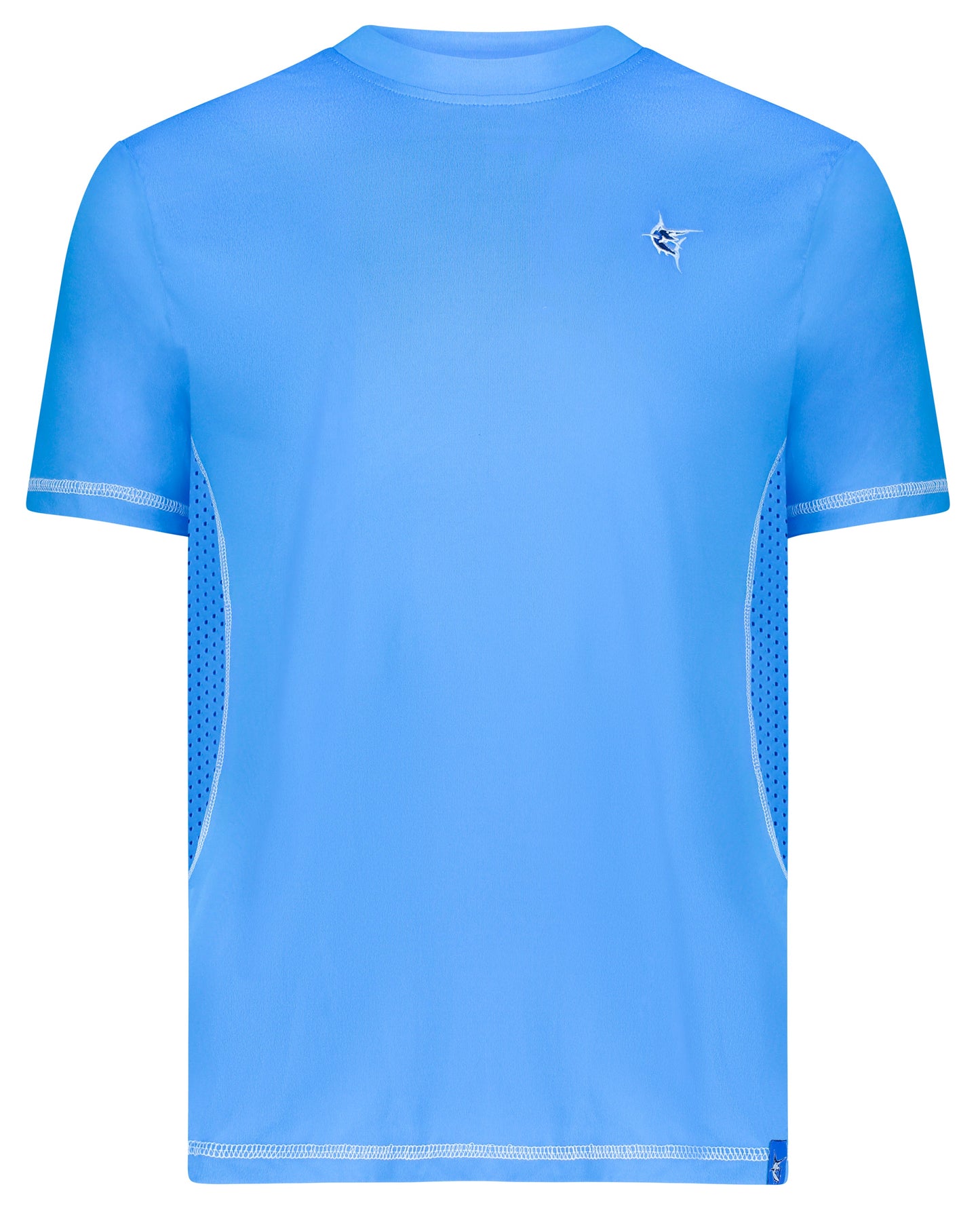 Grander Short Sleeve Performance Tee by White Water Life in blue with mesh side panels on Tampa Home & Garden Store