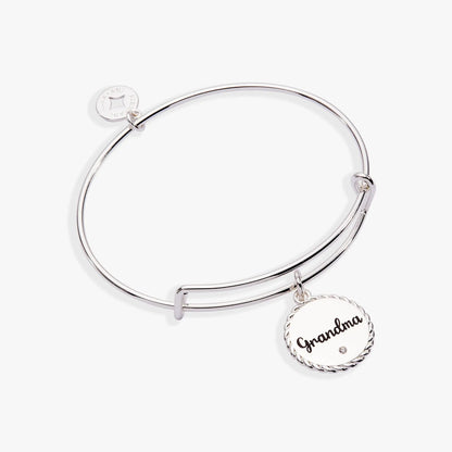 Bracelet: ALEX AND ANI Grandma Wise And Warm charm bangle with rope-edged round pendant