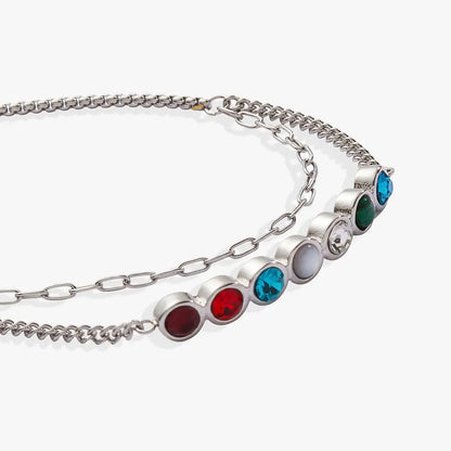 Grandma Hidden Message Acrostic Bolo Bracelet with silver-tone chain and colored bezel stones on Tampa Home & Garden Store