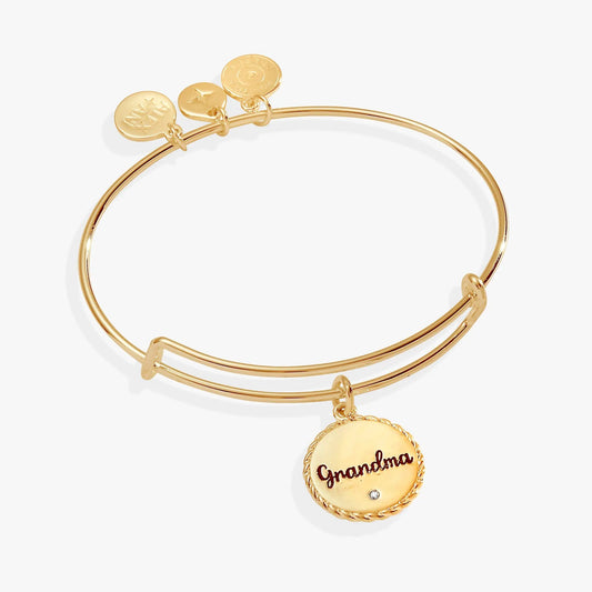 Grandma Charm Bangle by Alex and Ani, rose gold tone with engraved discs on Tampa Home & Garden Store